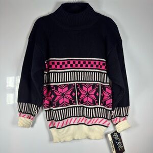 VTG NWT PROFILE SKIWEAR SWEATER PINK SNOWFLAKE FESTIVE WOOL ACRYLIC SWEATER M
